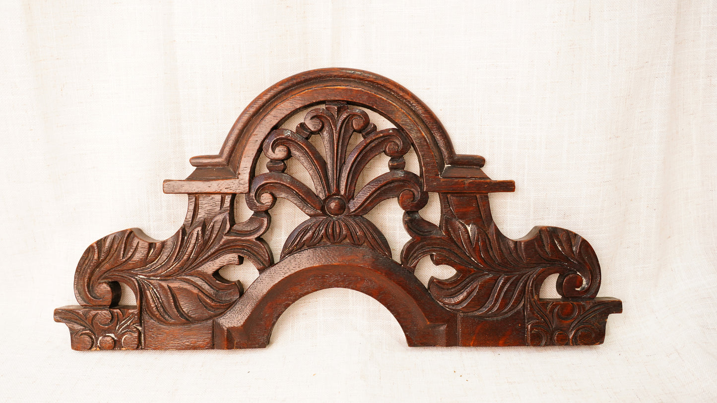 English Carved Oak Pediment Crest Fragment, Circa 1880