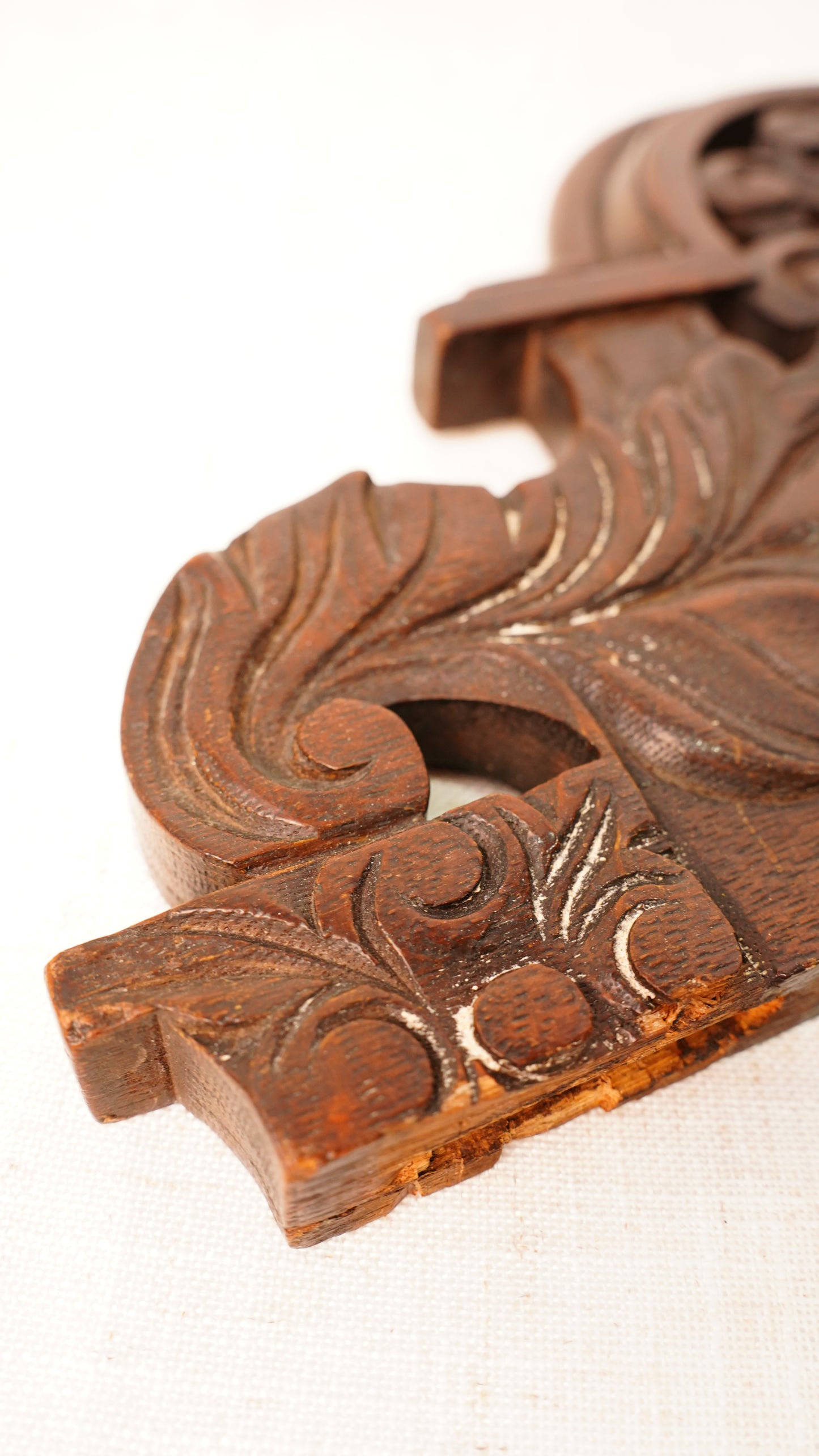English Carved Oak Pediment Crest Fragment, Circa 1880
