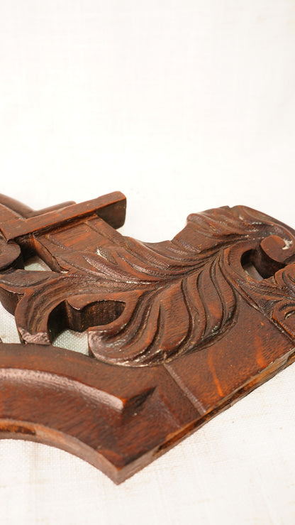 English Carved Oak Pediment Crest Fragment, Circa 1880