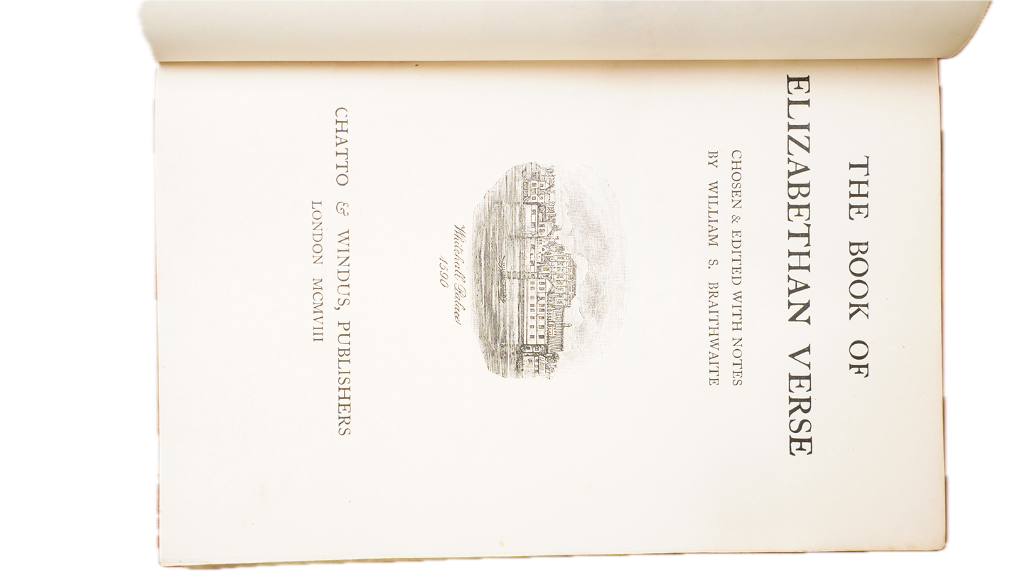 William Braithwaite Book of Elizabethan Verse 1908 Vellum