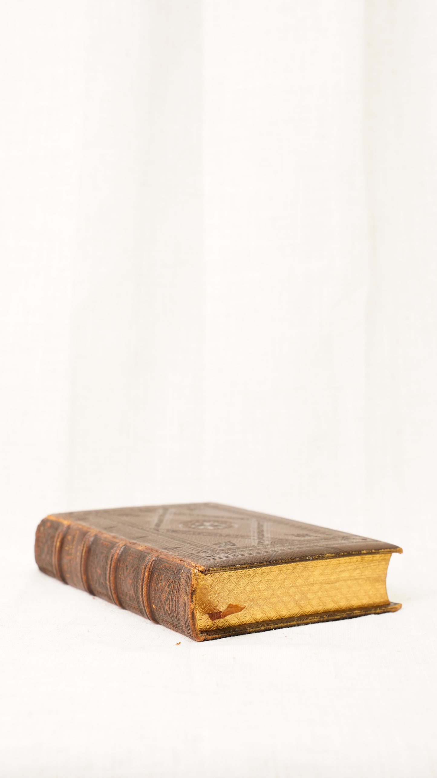 Leila Siege of Granada Bulwer 1850 Antique Leather Book, Gauffered Pages