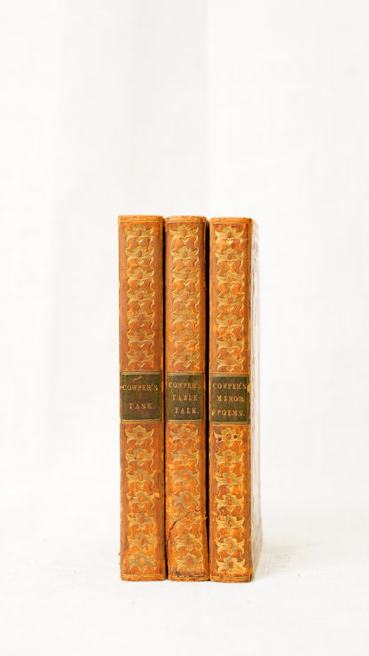 William Cowper Poems 3 Volumes John Sharpe 1825 Antique Calf Set