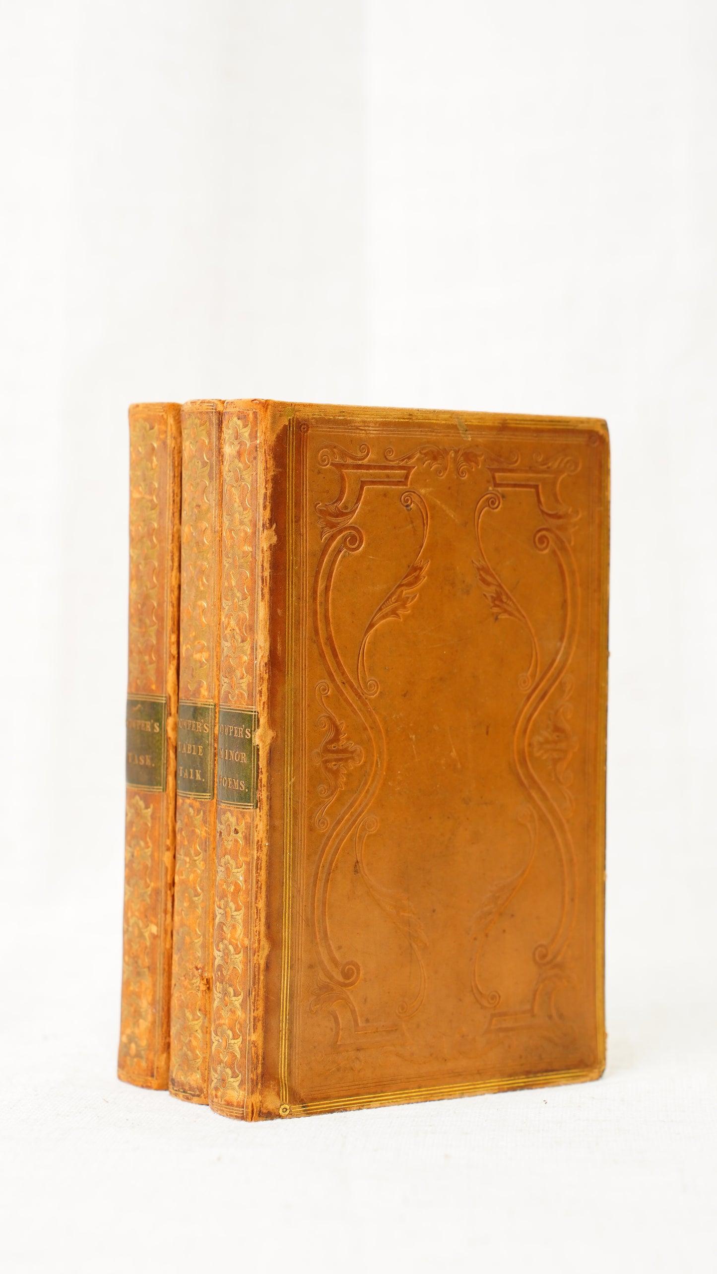William Cowper Poems 3 Volumes John Sharpe 1825 Antique Calf Set