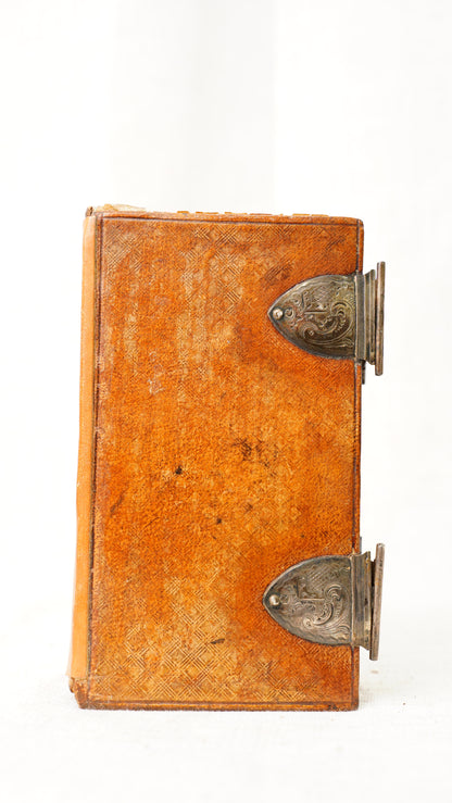 Antique Dutch New Testament 1851 Silver Clasps Leather Binding