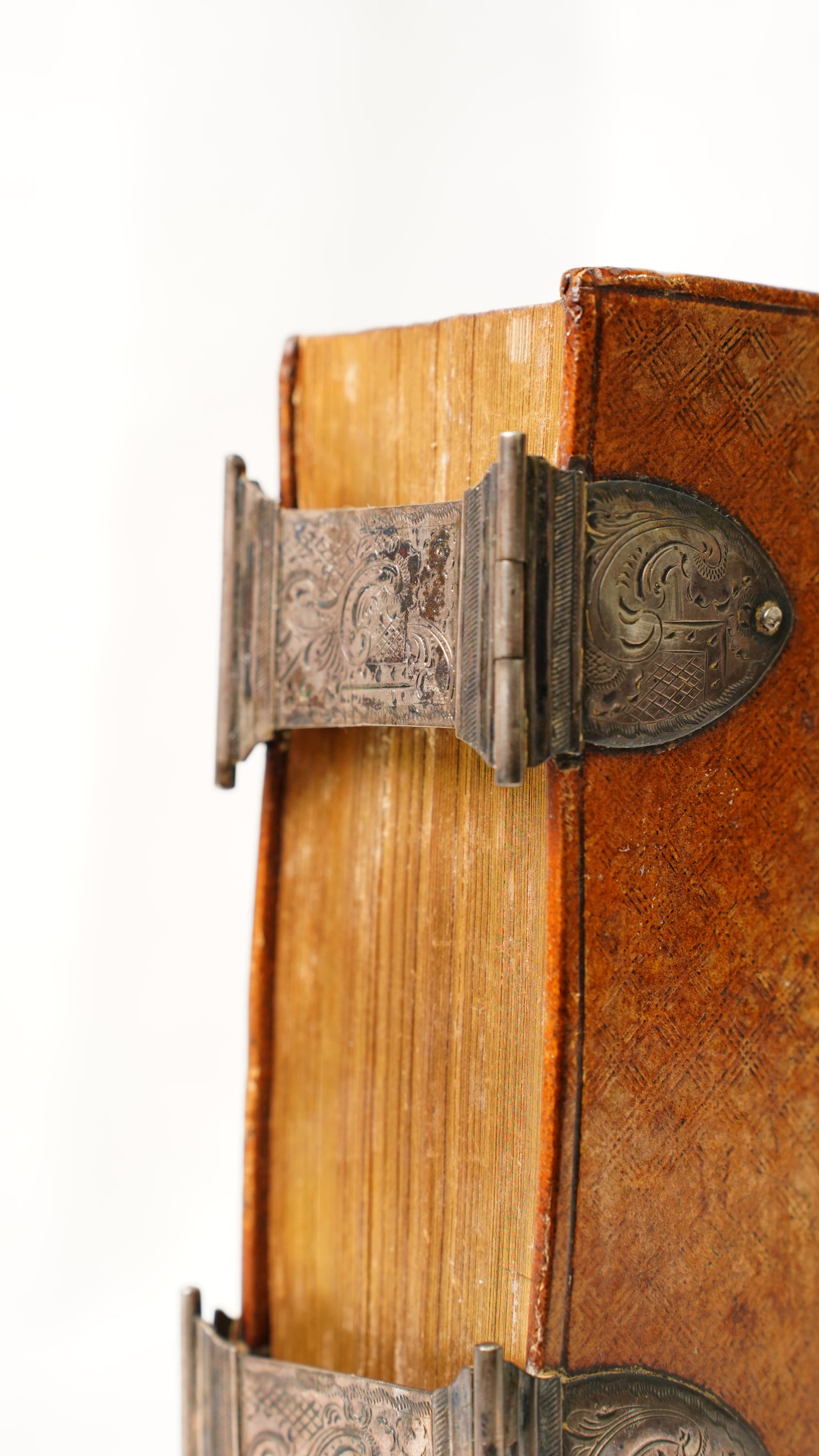 Antique Dutch New Testament 1851 Silver Clasps Leather Binding