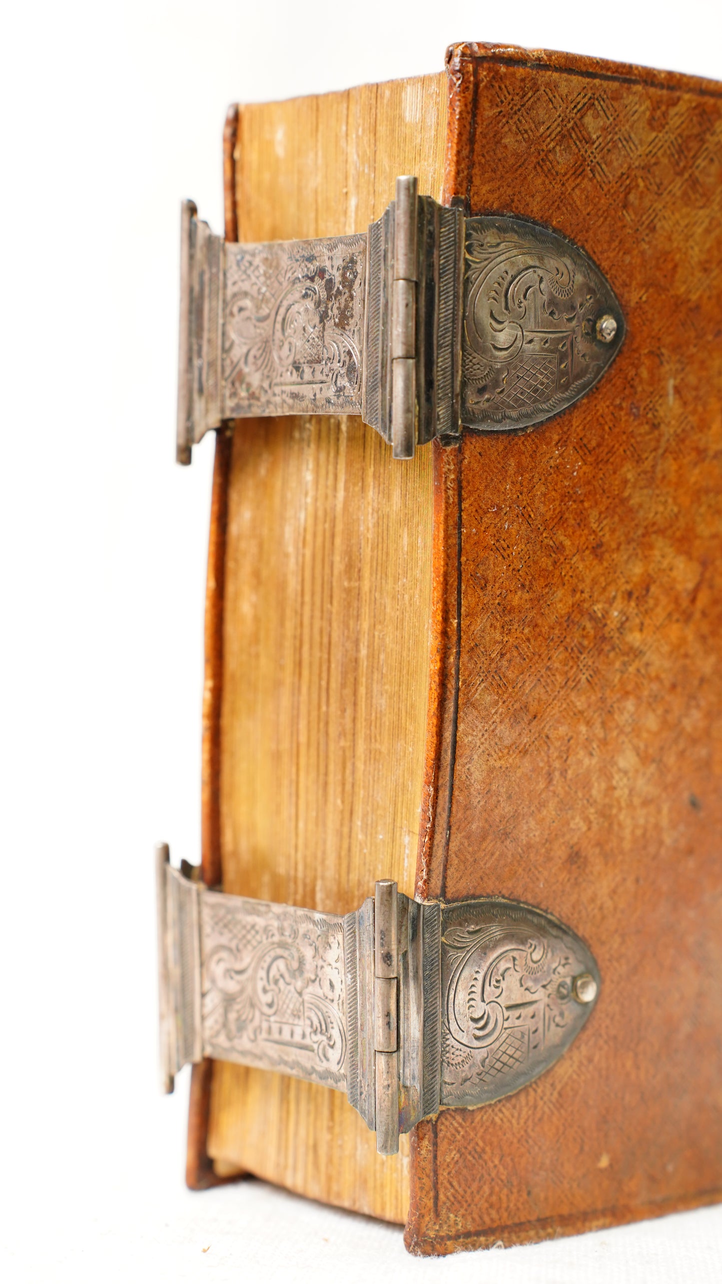 Antique Dutch New Testament 1851 Silver Clasps Leather Binding