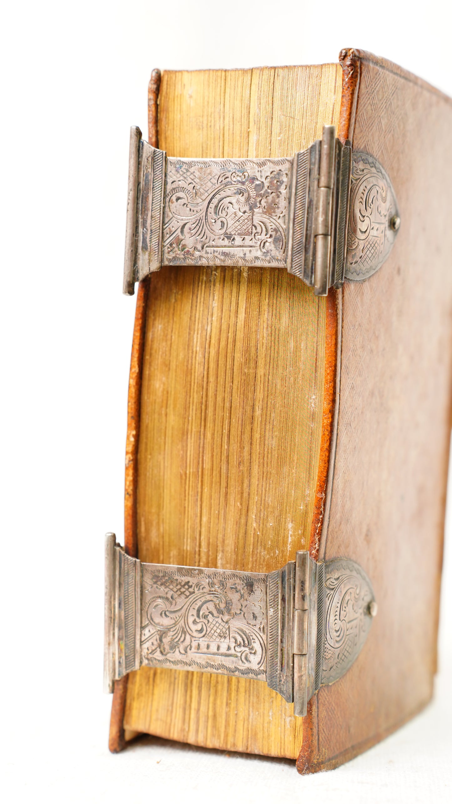 Antique Dutch New Testament 1851 Silver Clasps Leather Binding
