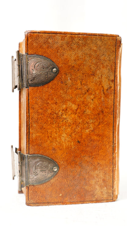 Antique Dutch New Testament 1851 Silver Clasps Leather Binding