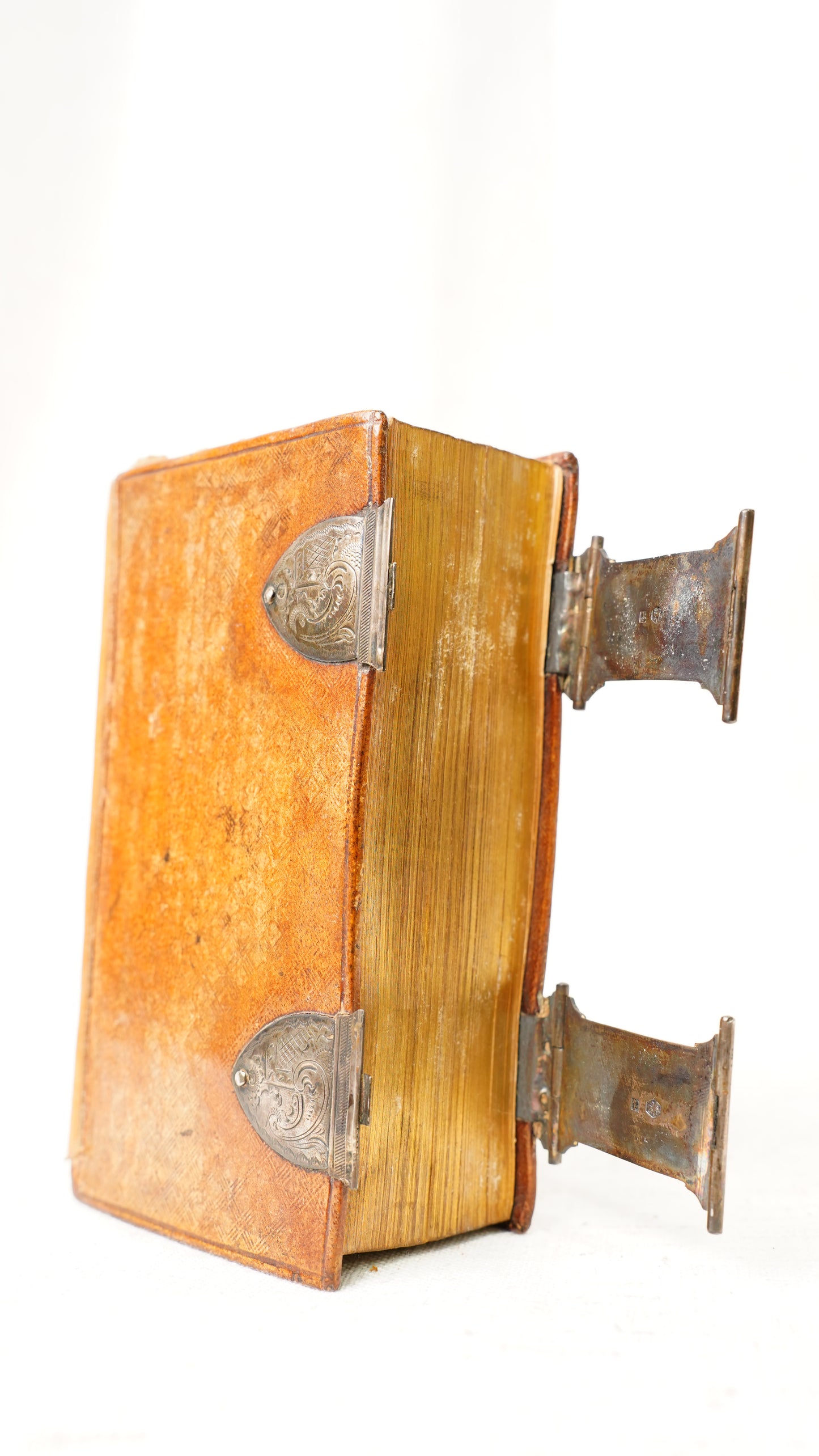 Antique Dutch New Testament 1851 Silver Clasps Leather Binding