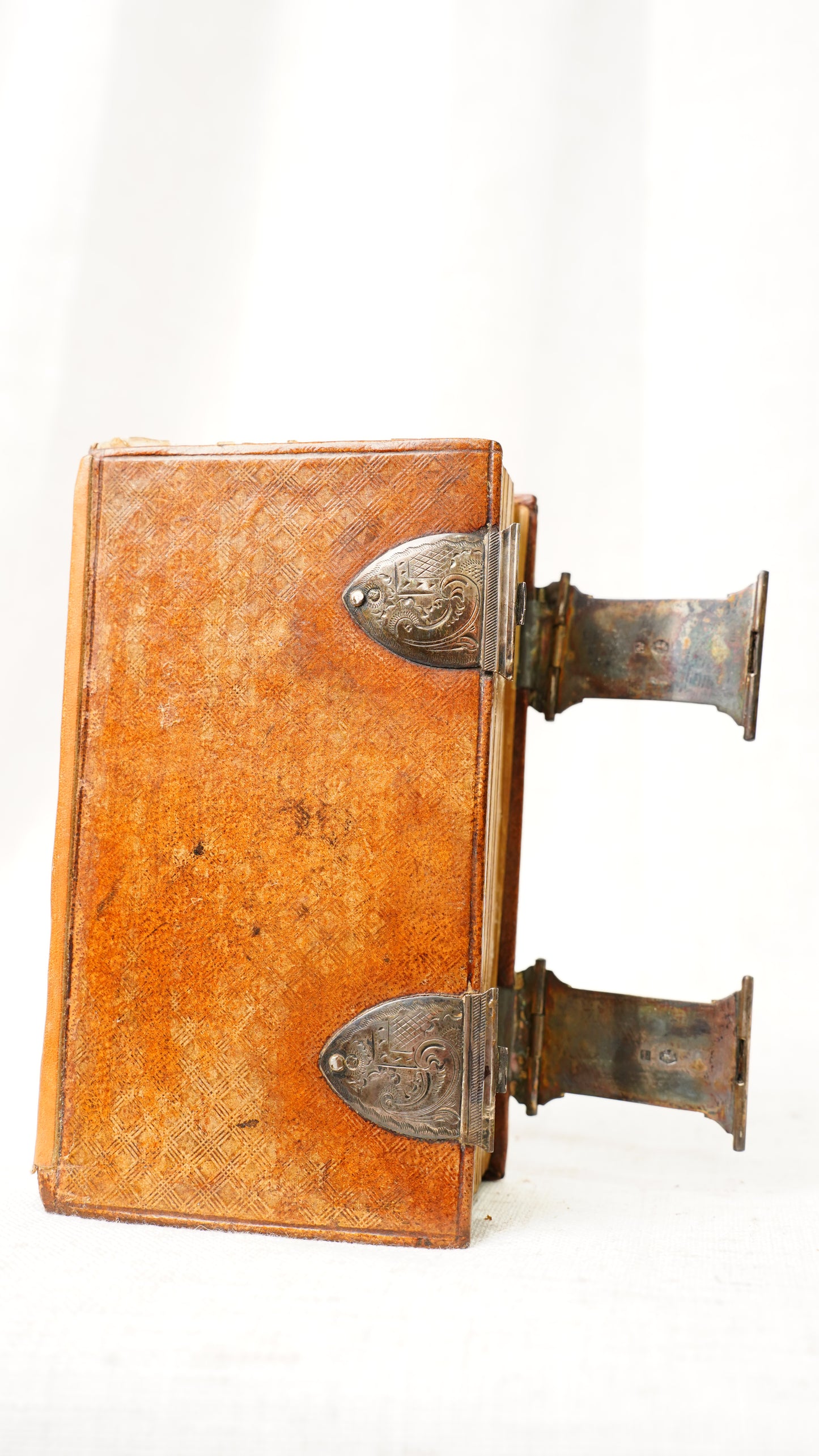 Antique Dutch New Testament 1851 Silver Clasps Leather Binding