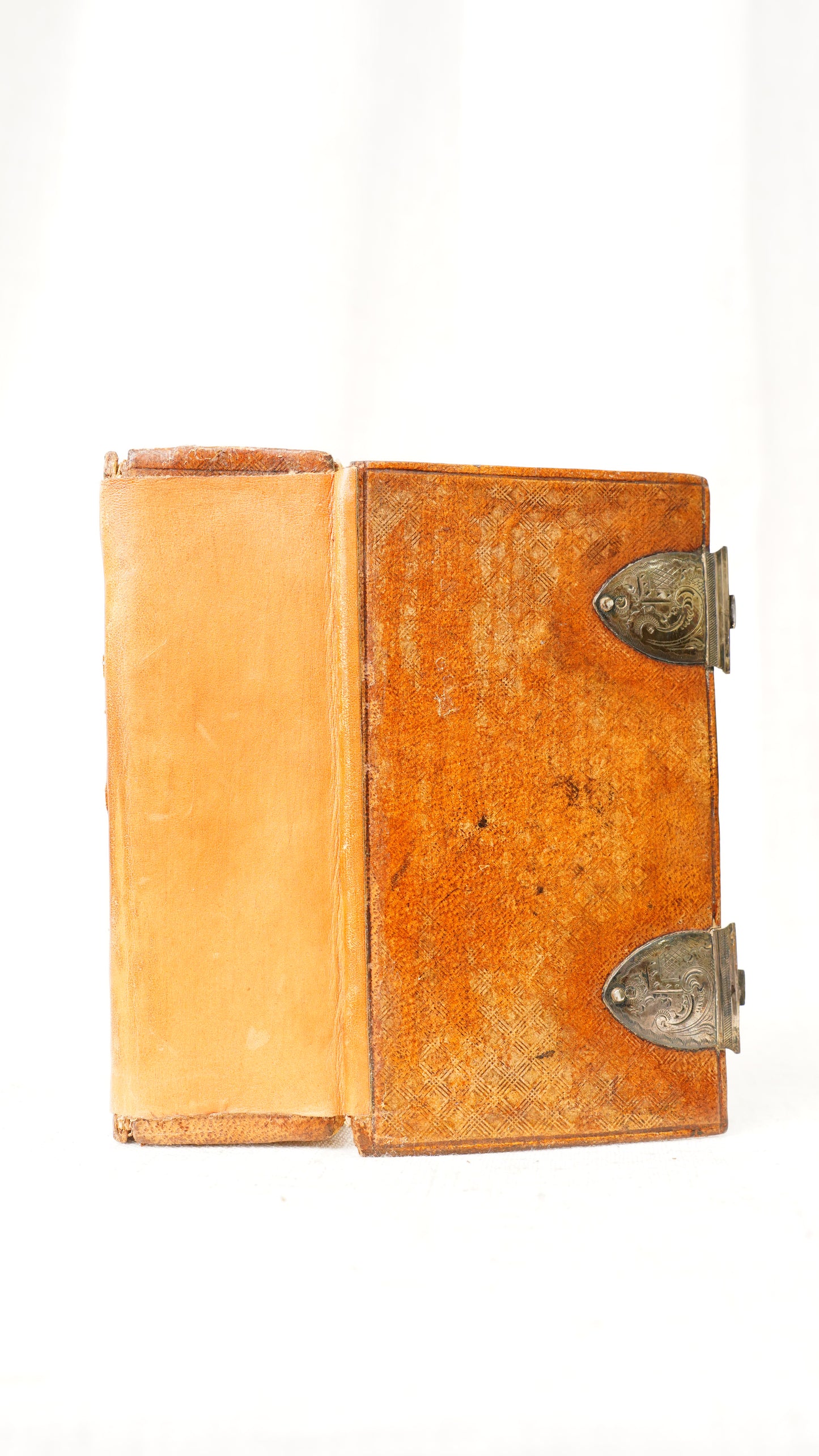 Antique Dutch New Testament 1851 Silver Clasps Leather Binding