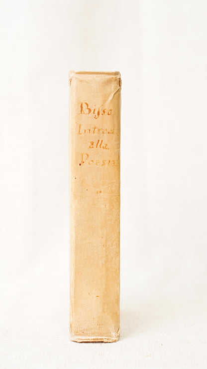 Antique Bisso Introduzione alla Volgar Poesia 1755 Italian