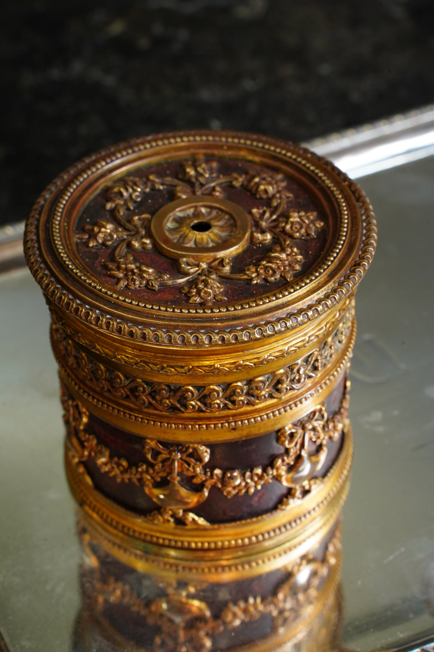 *RESERVED* Antique French Ormolu String Holder