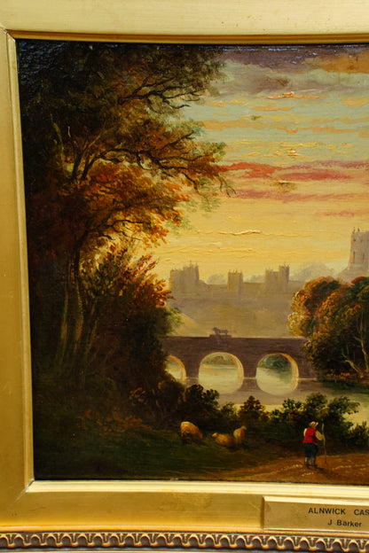 *RESERVED FOR SUZETTE* Antique Victorian Oil on Panel, Alnwick Castle, Attributed to John Barker