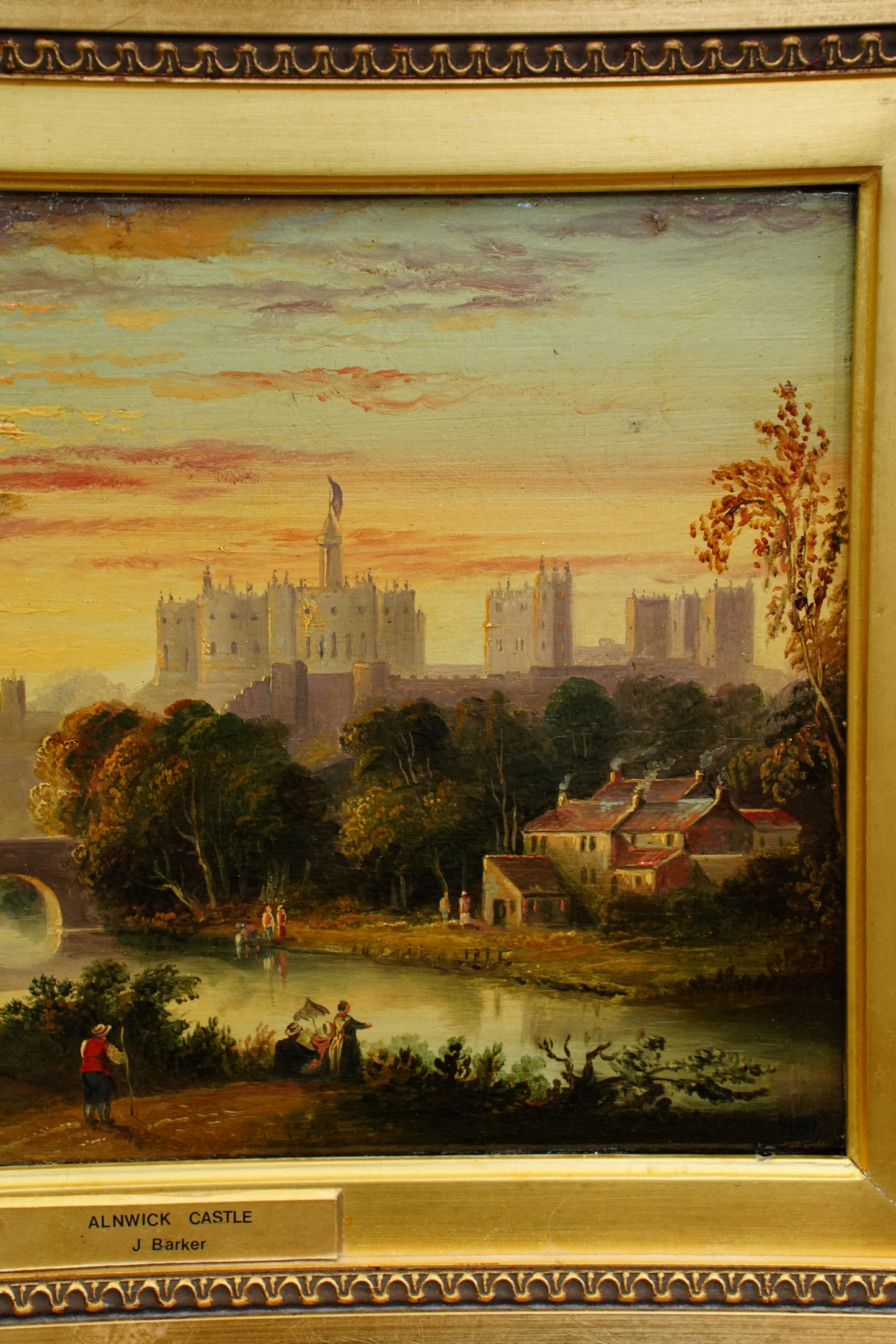 *RESERVED FOR SUZETTE* Antique Victorian Oil on Panel, Alnwick Castle, Attributed to John Barker