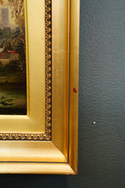 *RESERVED FOR SUZETTE* Antique Victorian Oil on Panel, Alnwick Castle, Attributed to John Barker