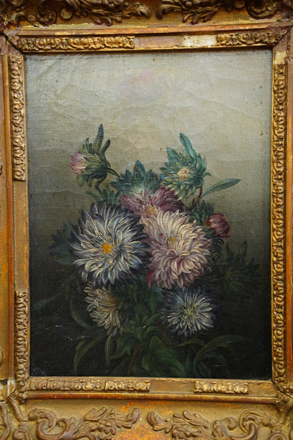 Antique French School Oil on Canvas Floral Still Life secondary view