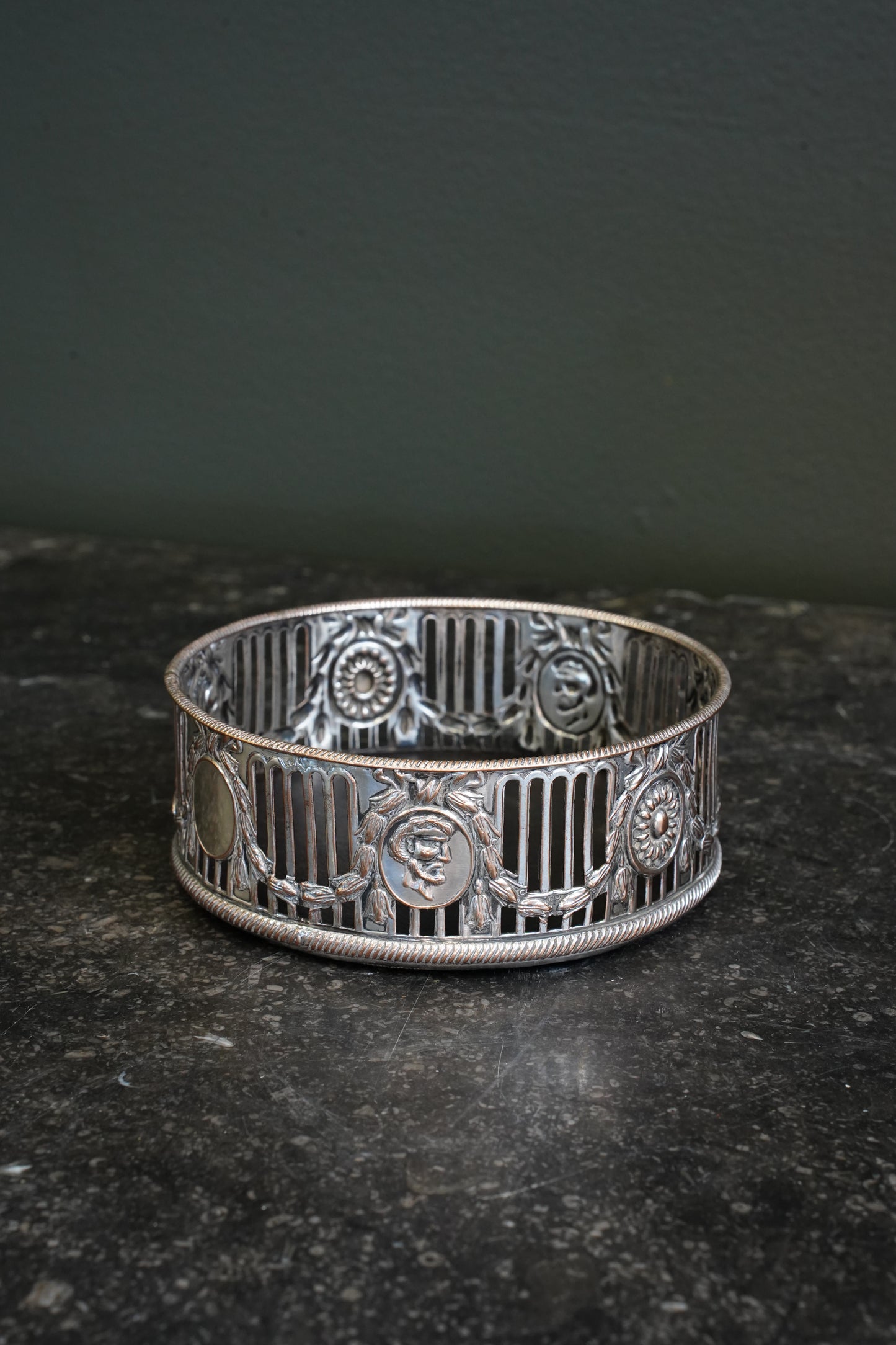 Antique English Silverplate Wine Coaster