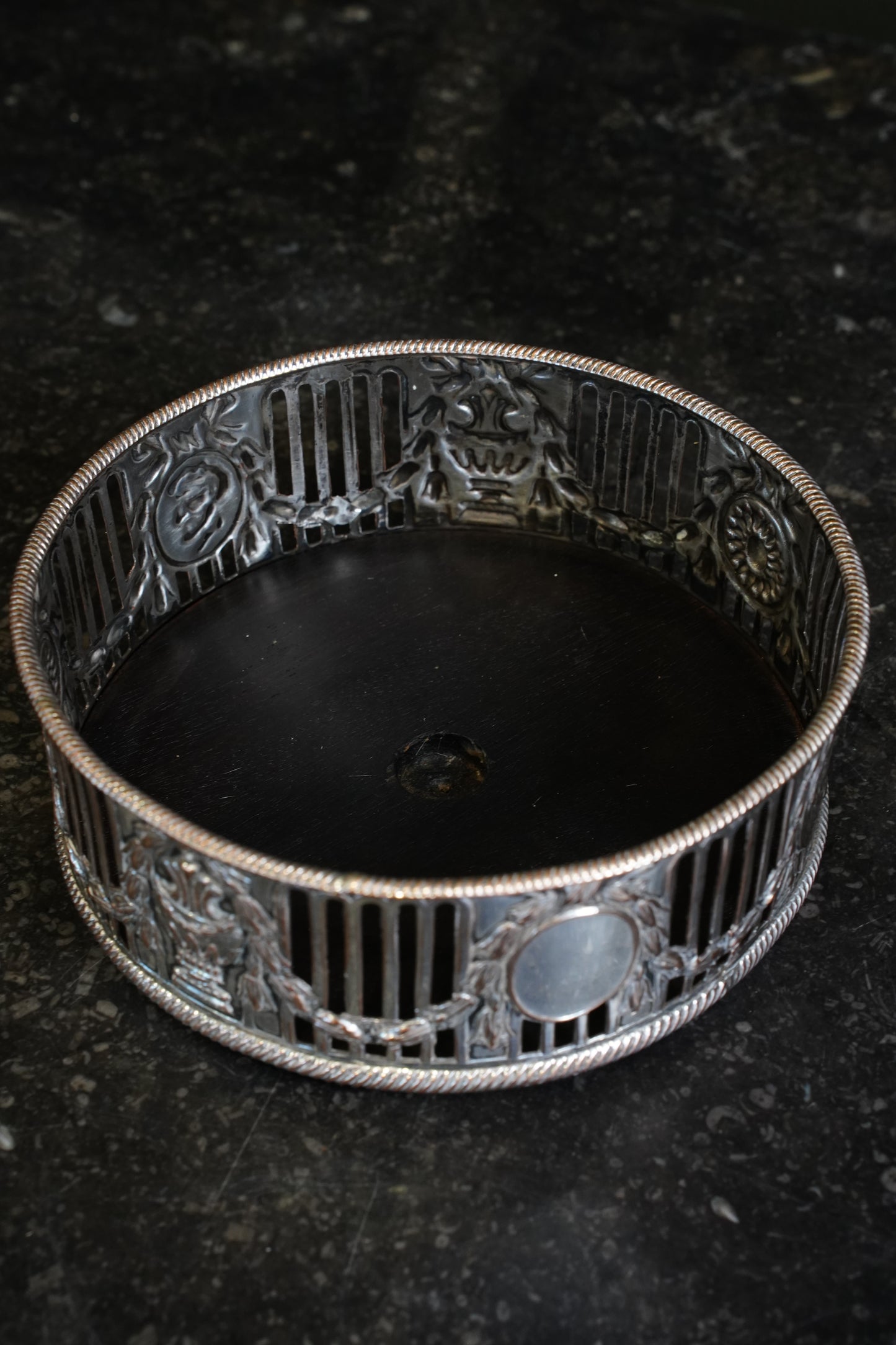 Antique English Silverplate Wine Coaster