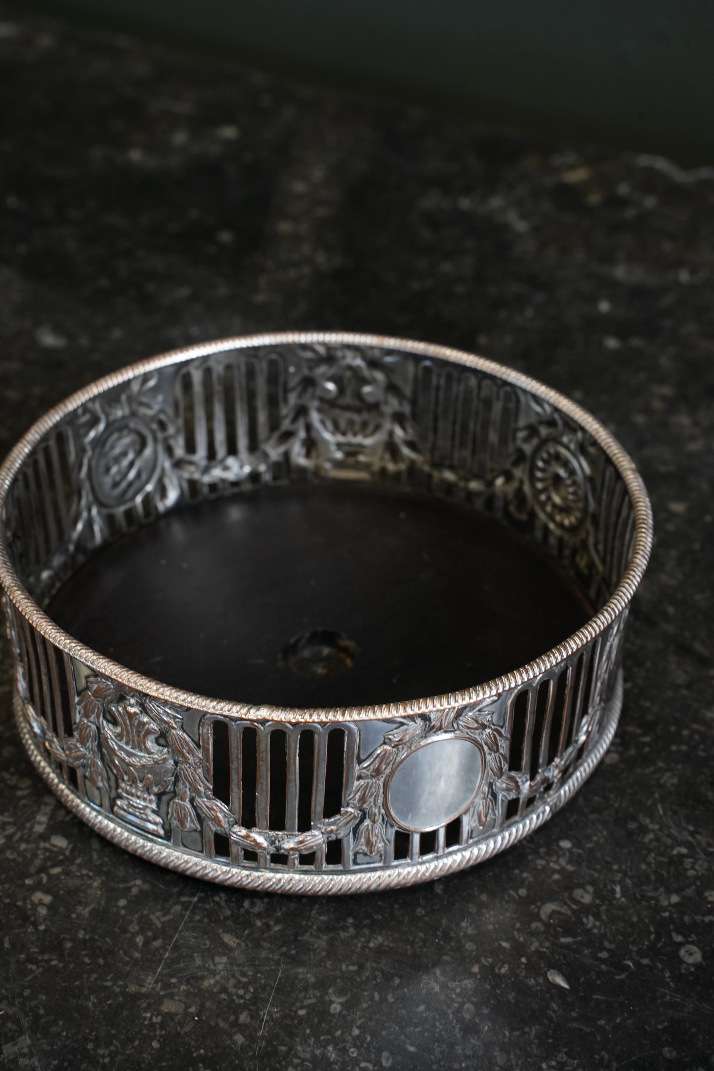 Antique English Silverplate Wine Coaster