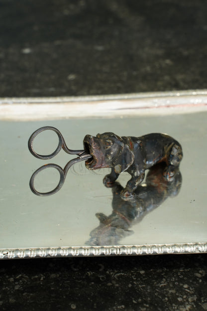 *RESERVED* Antique Bronze Hound Scissor Holder with Scissors, Ca. 1900