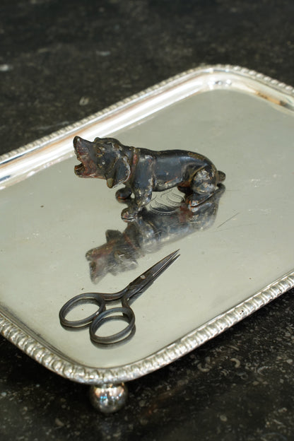 *RESERVED* Antique Bronze Hound Scissor Holder with Scissors, Ca. 1900