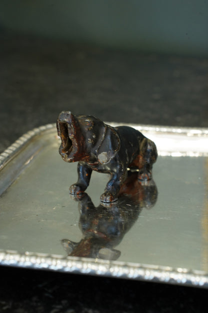 *RESERVED* Antique Bronze Hound Scissor Holder with Scissors, Ca. 1900