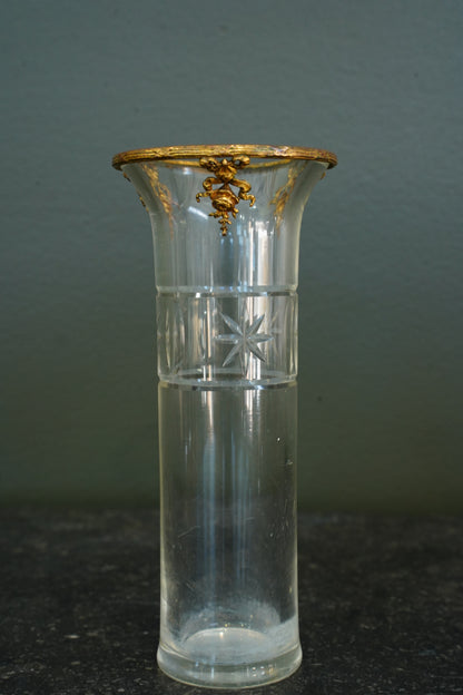 French Gilt Brass Mounted Cut Glass Vase