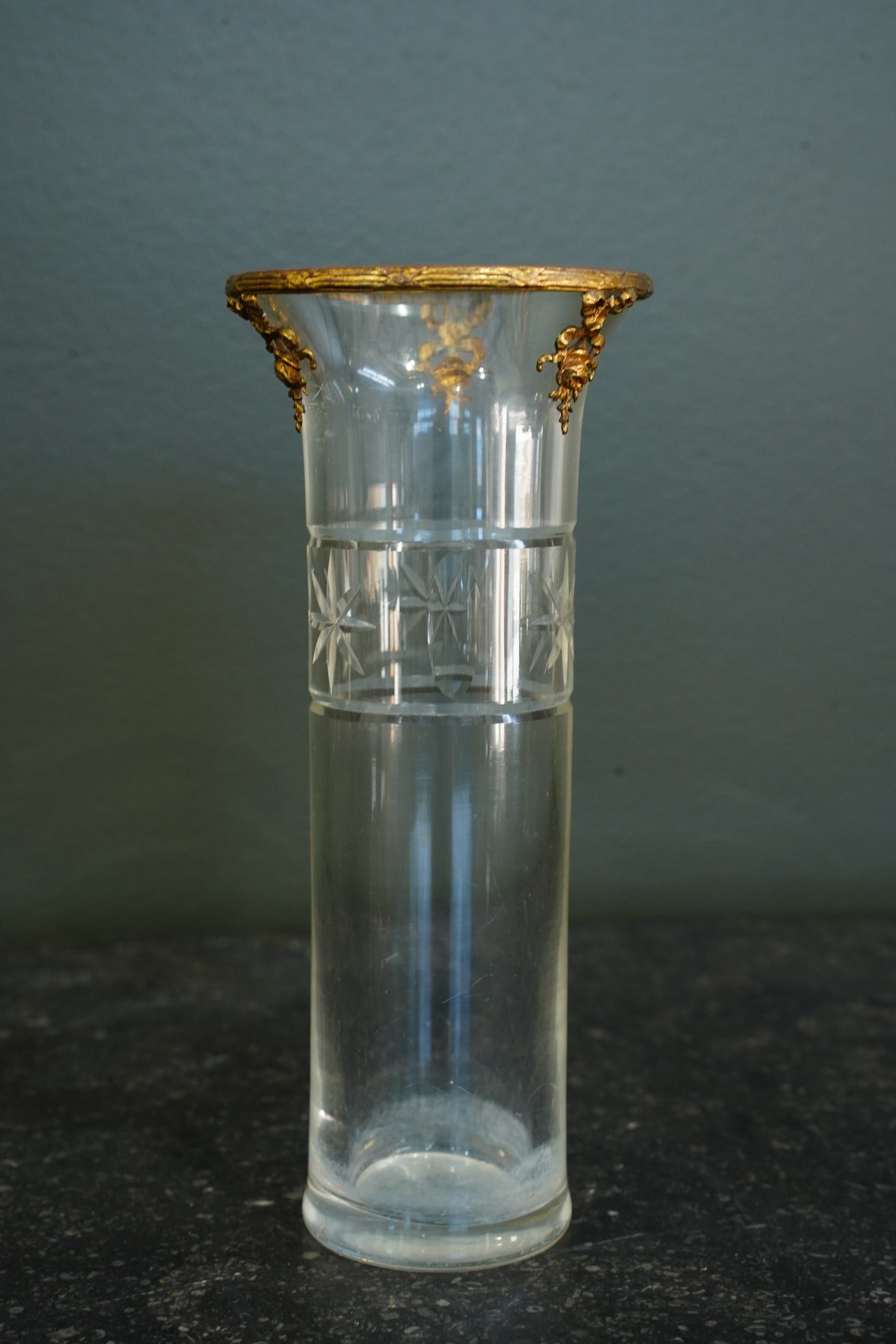 French Gilt Brass Mounted Cut Glass Vase