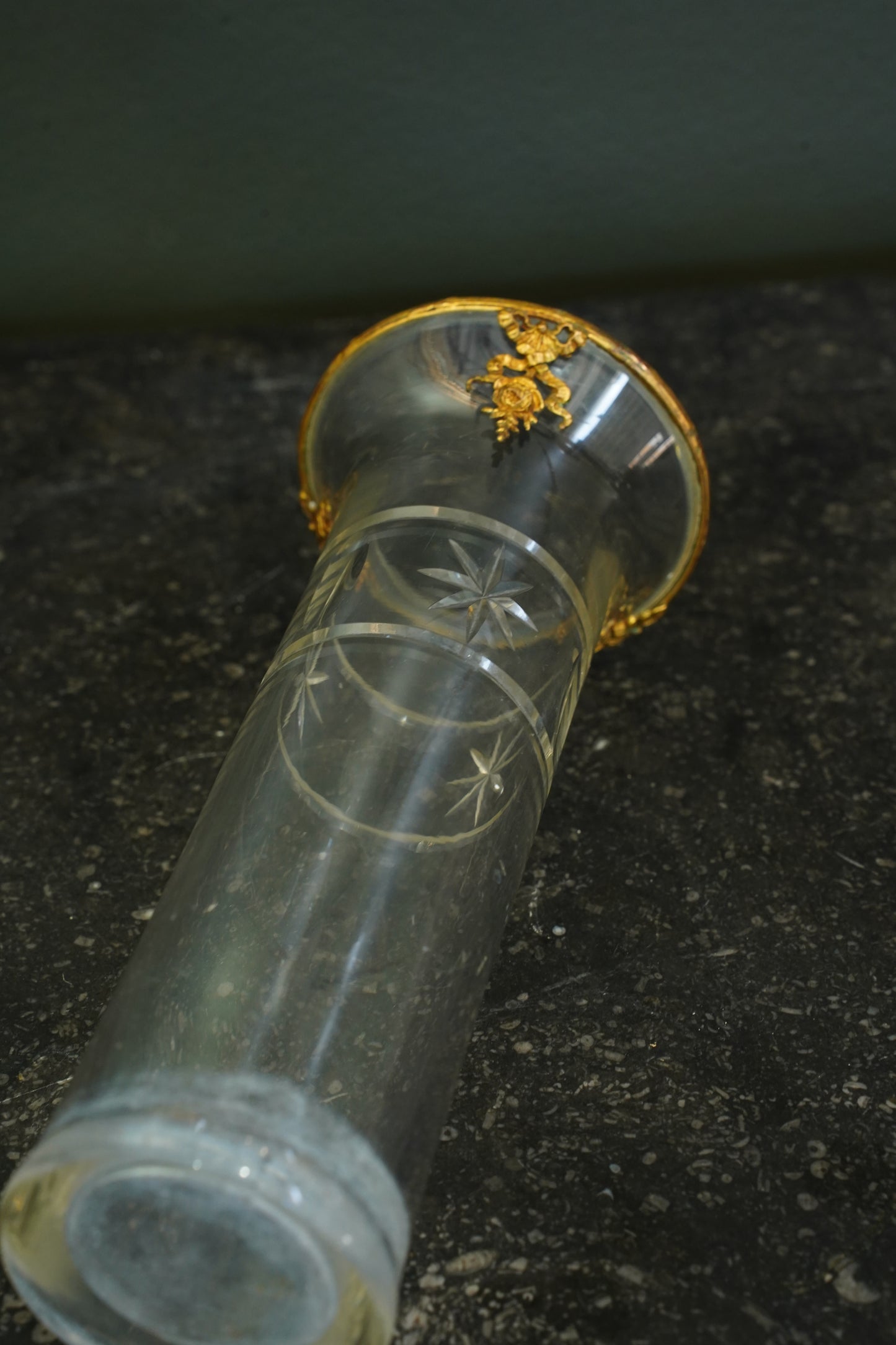 French Gilt Brass Mounted Cut Glass Vase