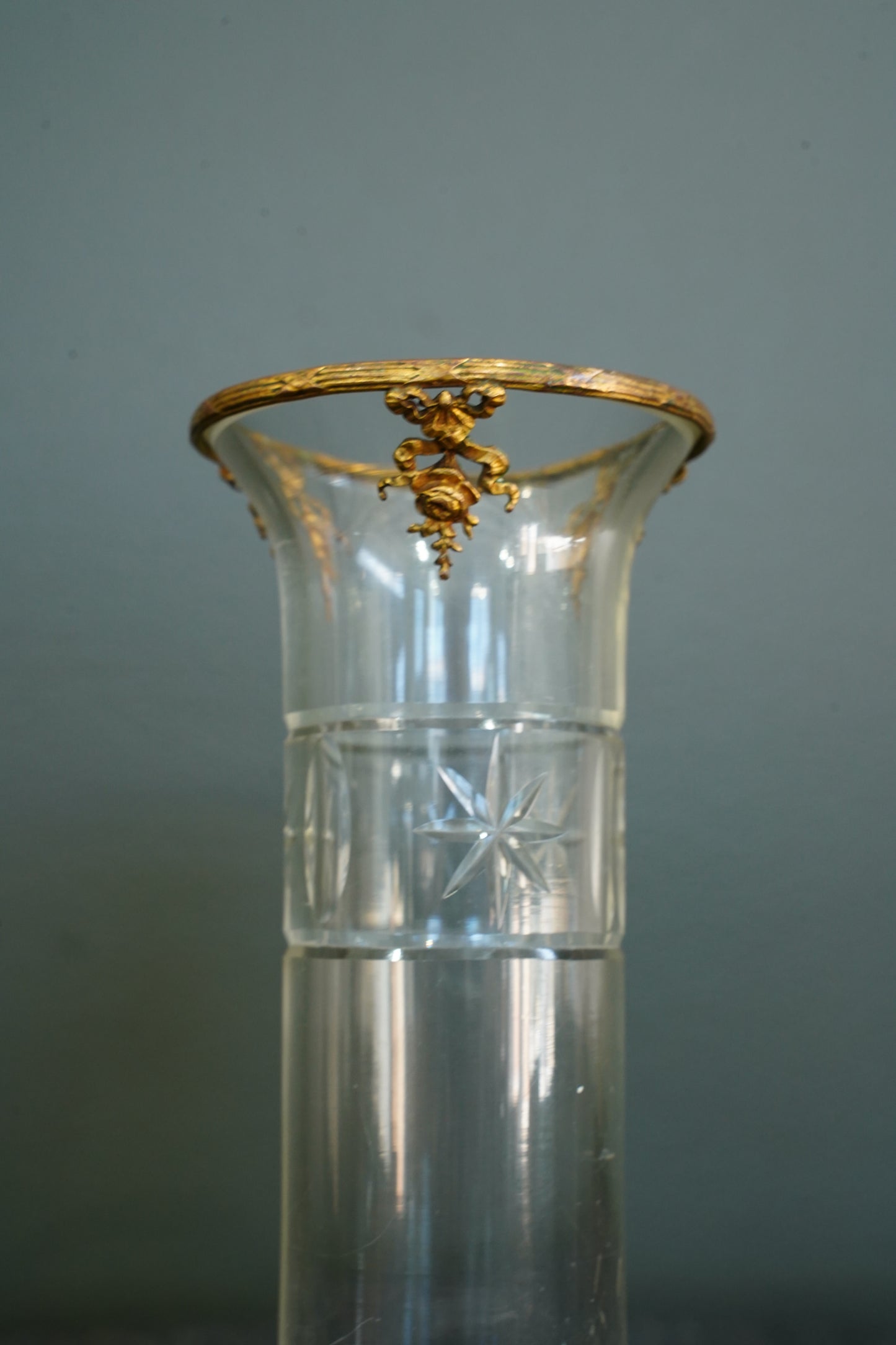 French Gilt Brass Mounted Cut Glass Vase