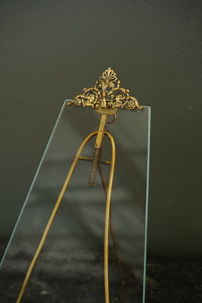 *RESERVED FOR LAUREL* Antique French Gilt Brass Tension Easel Picture Frame, Circa 1890