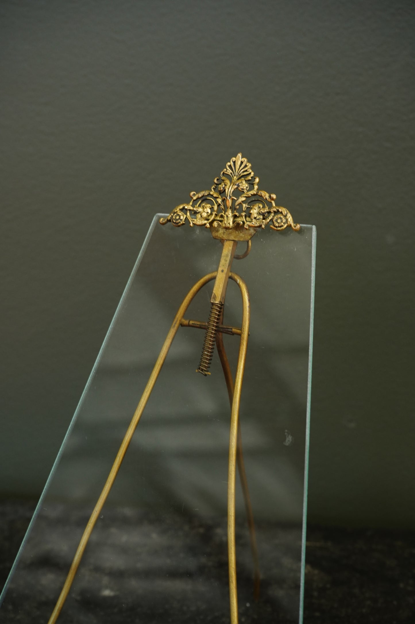 *RESERVED FOR LAUREL* Antique French Gilt Brass Tension Easel Picture Frame, Circa 1890