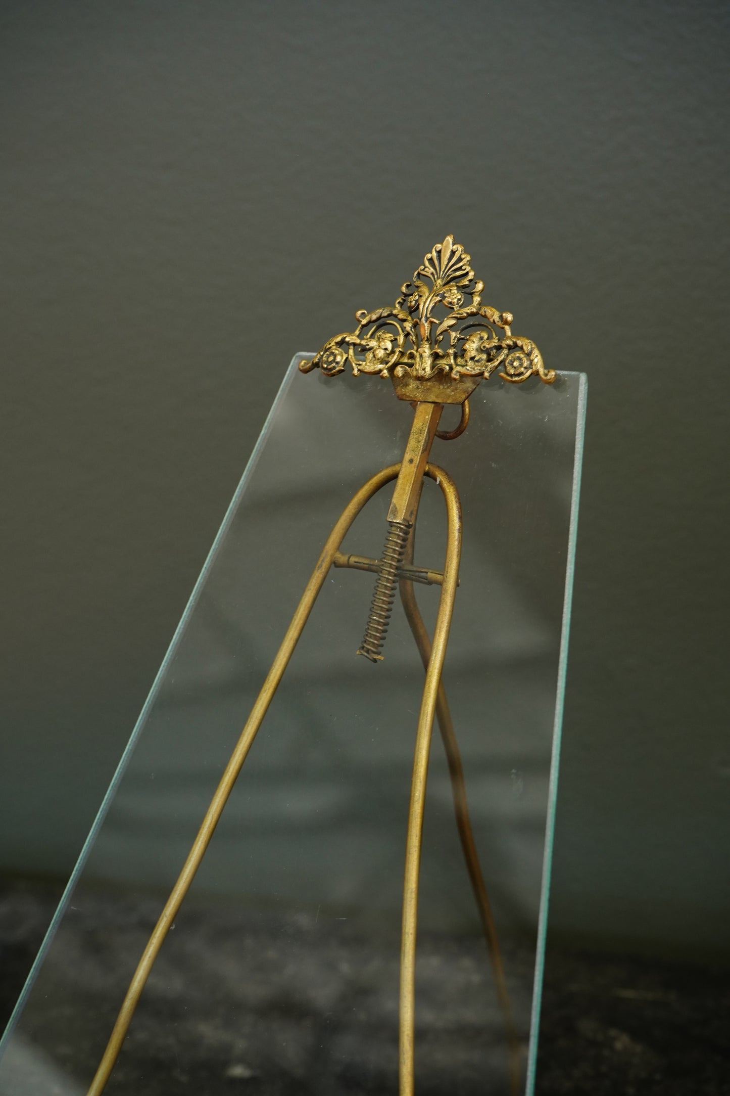 *RESERVED FOR LAUREL* Antique French Gilt Brass Tension Easel Picture Frame, Circa 1890