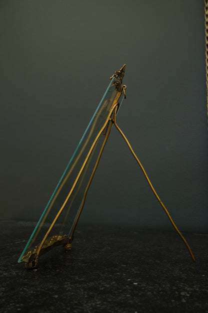 *RESERVED FOR LAUREL* Antique French Gilt Brass Tension Easel Picture Frame, Circa 1890