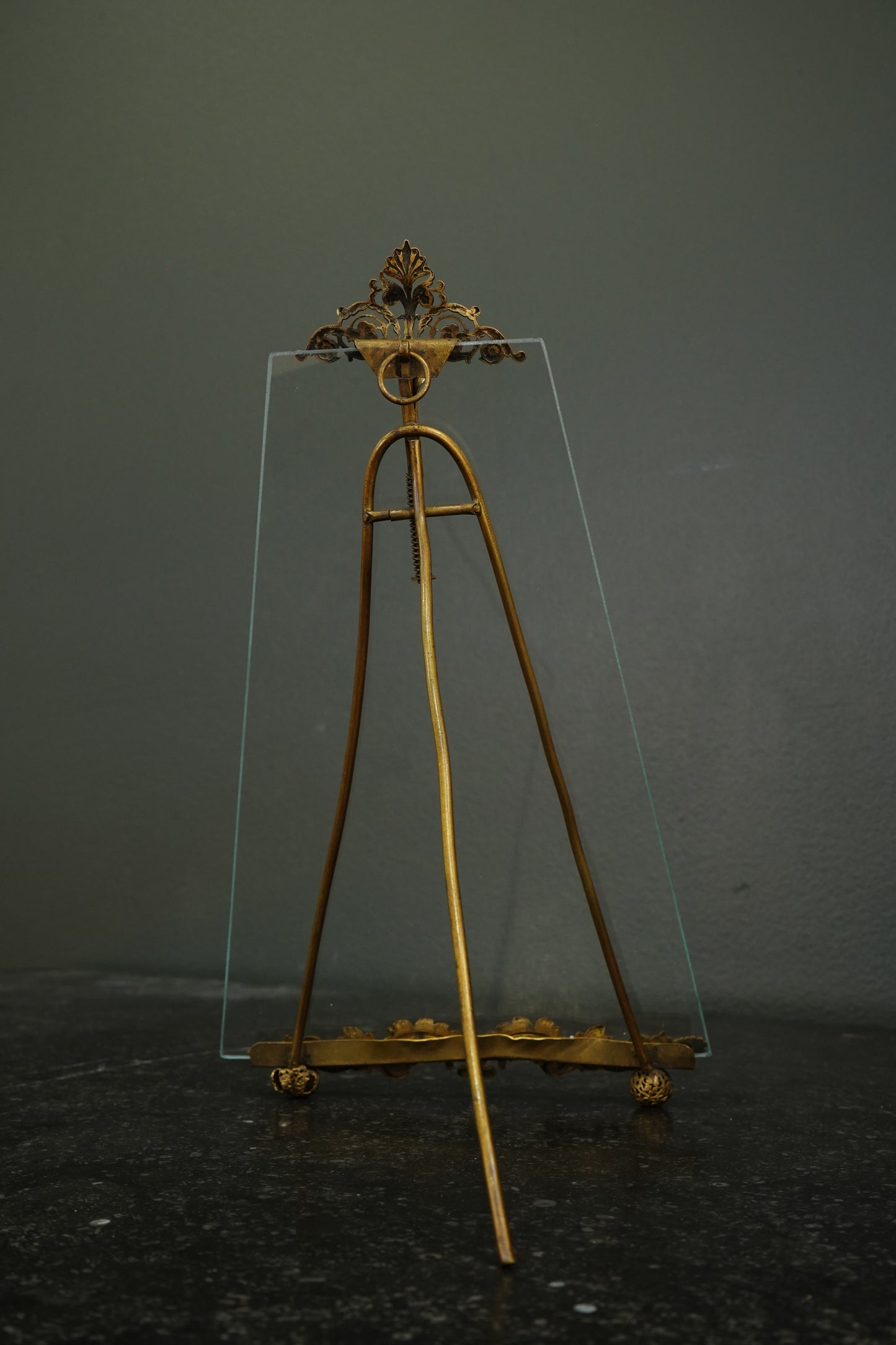 *RESERVED FOR LAUREL* Antique French Gilt Brass Tension Easel Picture Frame, Circa 1890