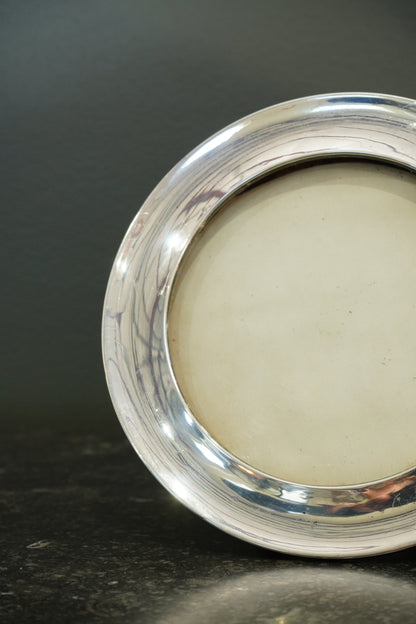 Antique English Silverplate Circular Photo Frame, Edwardian, Ca. 1905