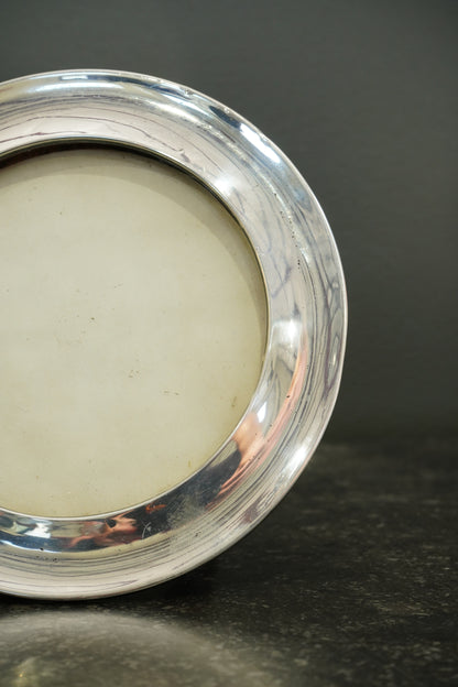 Antique English Silverplate Circular Photo Frame, Edwardian, Ca. 1905