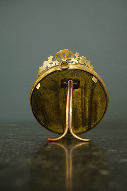 Antique French Gilt Brass Oval Picture Frame with Bow Crest