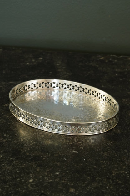 Small Vintage English Silverplate Gallery Tray
