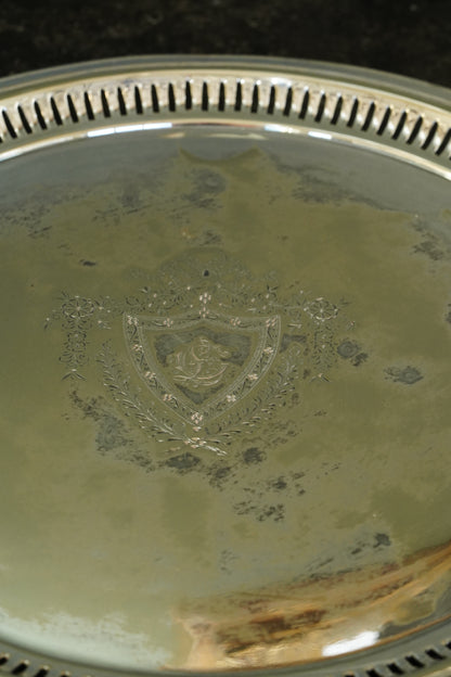 Antique Round Victorian Silverplate Tray, Roberts & Belk Sheffield