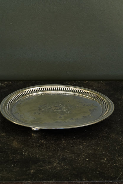 Antique Round Victorian Silverplate Tray, Roberts & Belk Sheffield