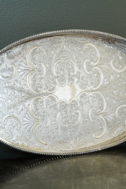 Vintage Sheffield Silverplate Gallery Tray, Engraved