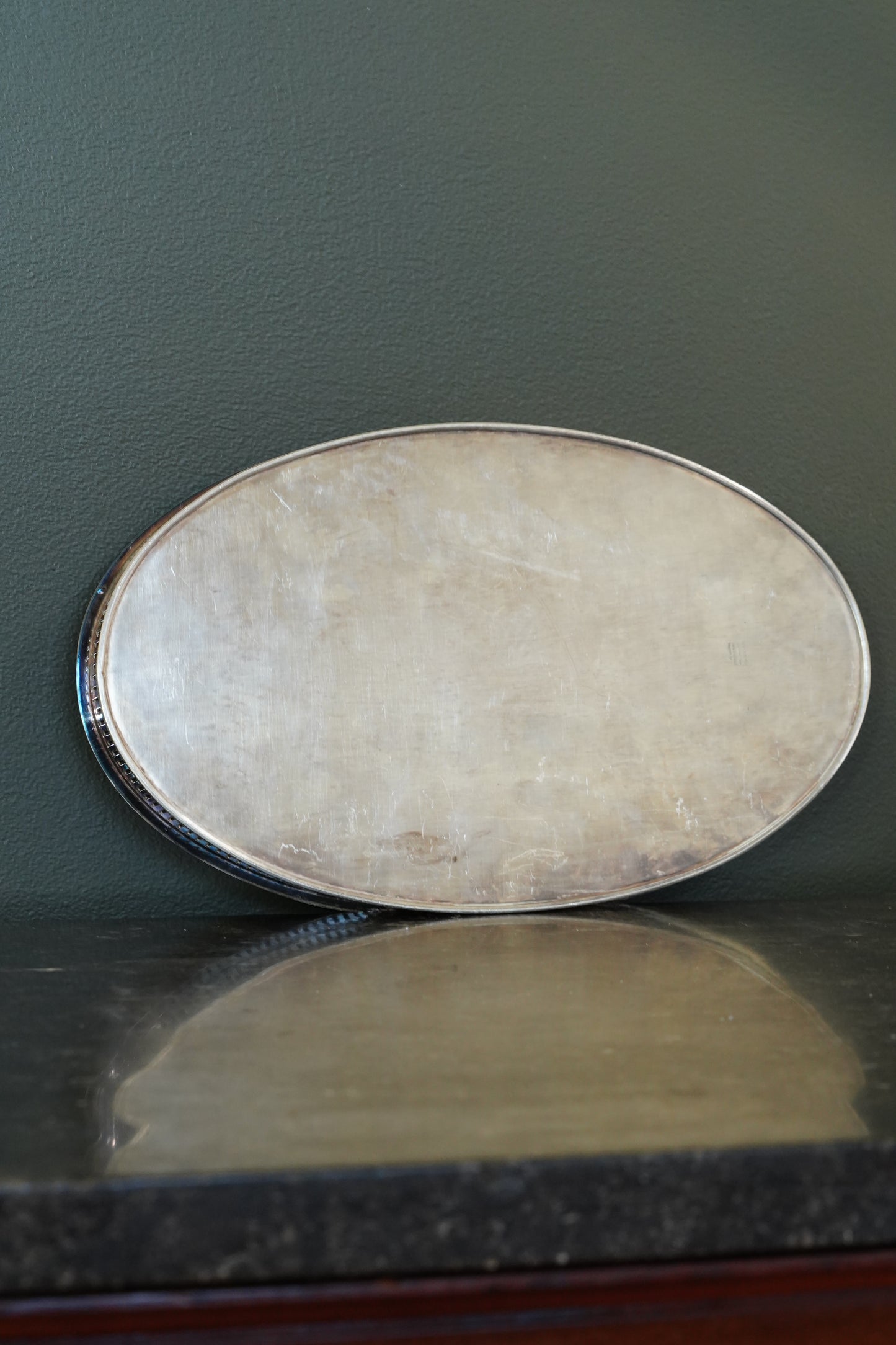 Vintage Sheffield Silverplate Gallery Tray, Engraved