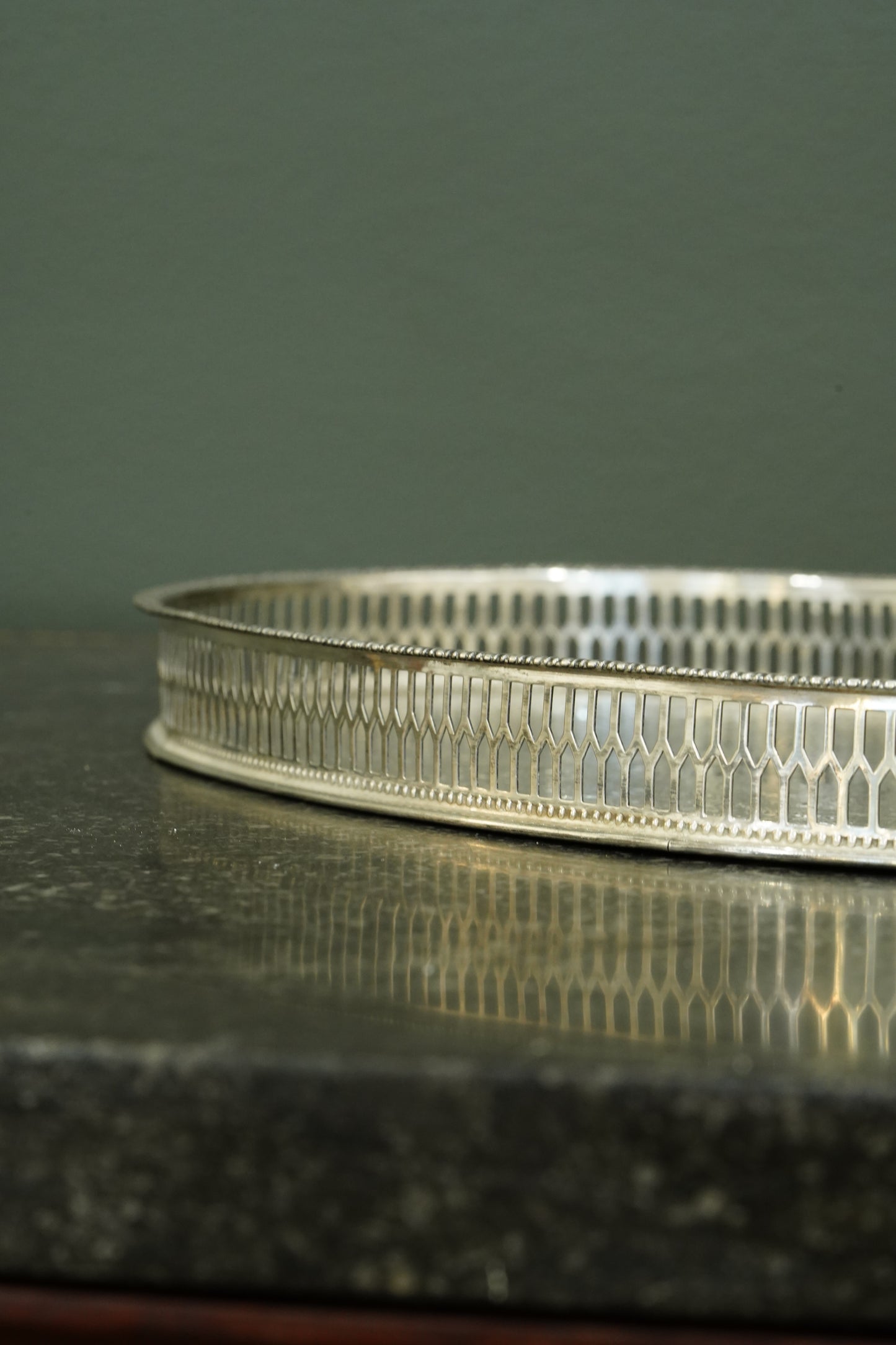 Vintage Viners of Sheffield Oval Silver Plate Gallery Tray, Ca. 1950
