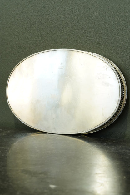 Vintage Viners of Sheffield Oval Silver Plate Gallery Tray, Ca. 1950