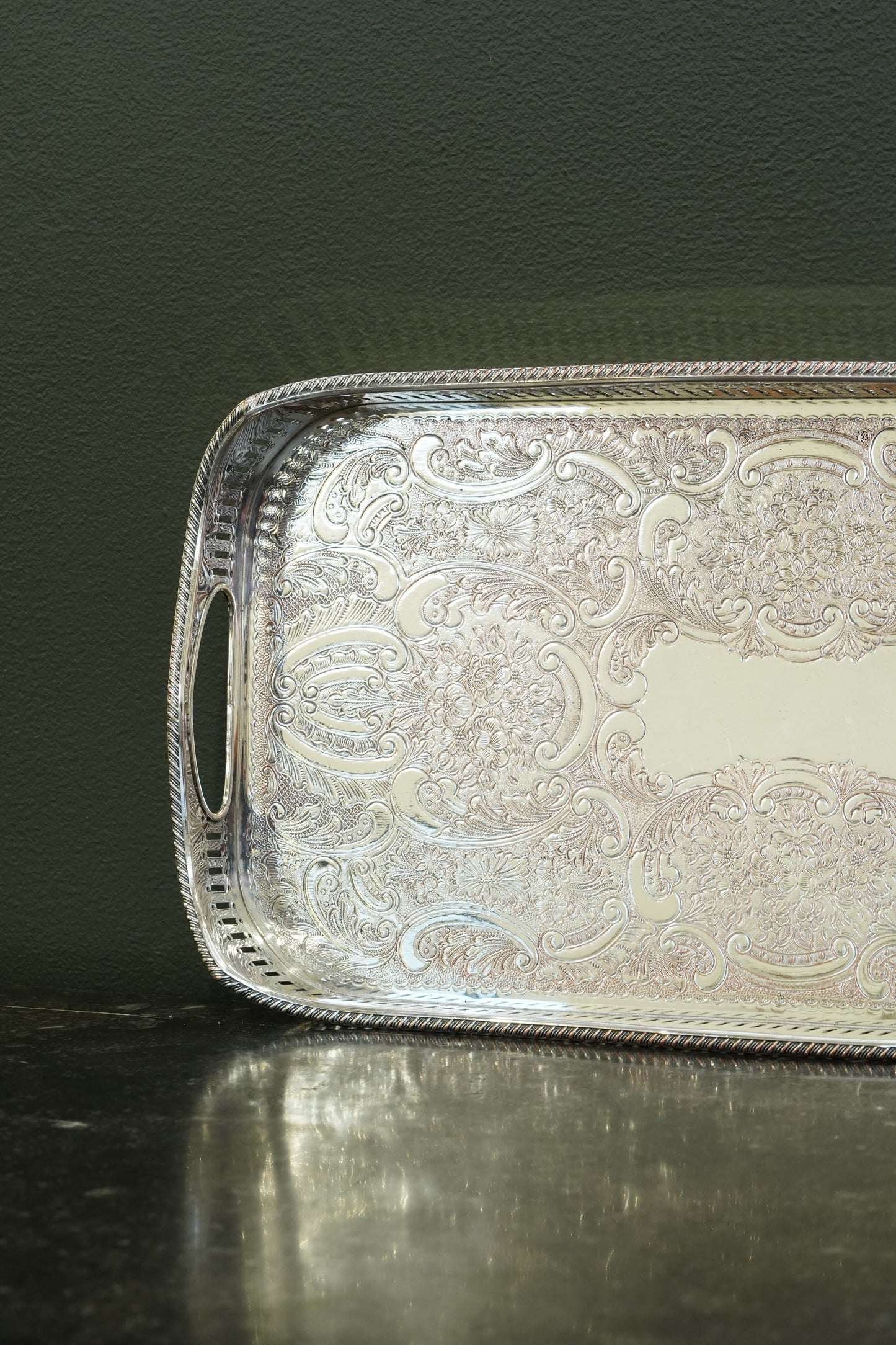 Antique Mappin & Webb Silverplate Gallery Tray, Sheffield, Rectangular