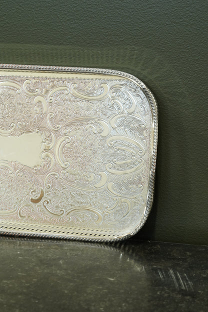 Antique Mappin & Webb Silverplate Gallery Tray, Sheffield, Rectangular