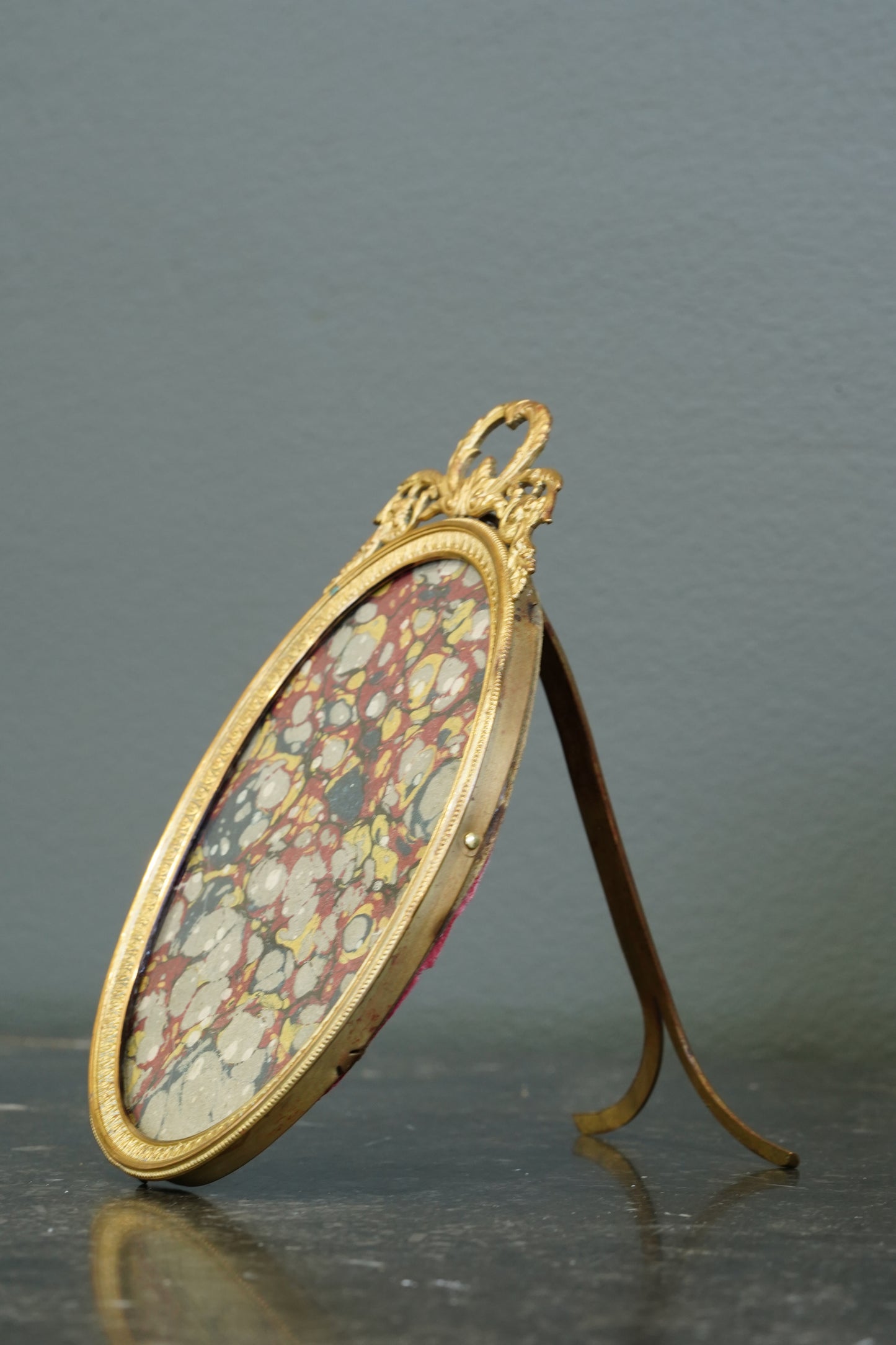 Antique French Gilt Brass Oval Picture Frame