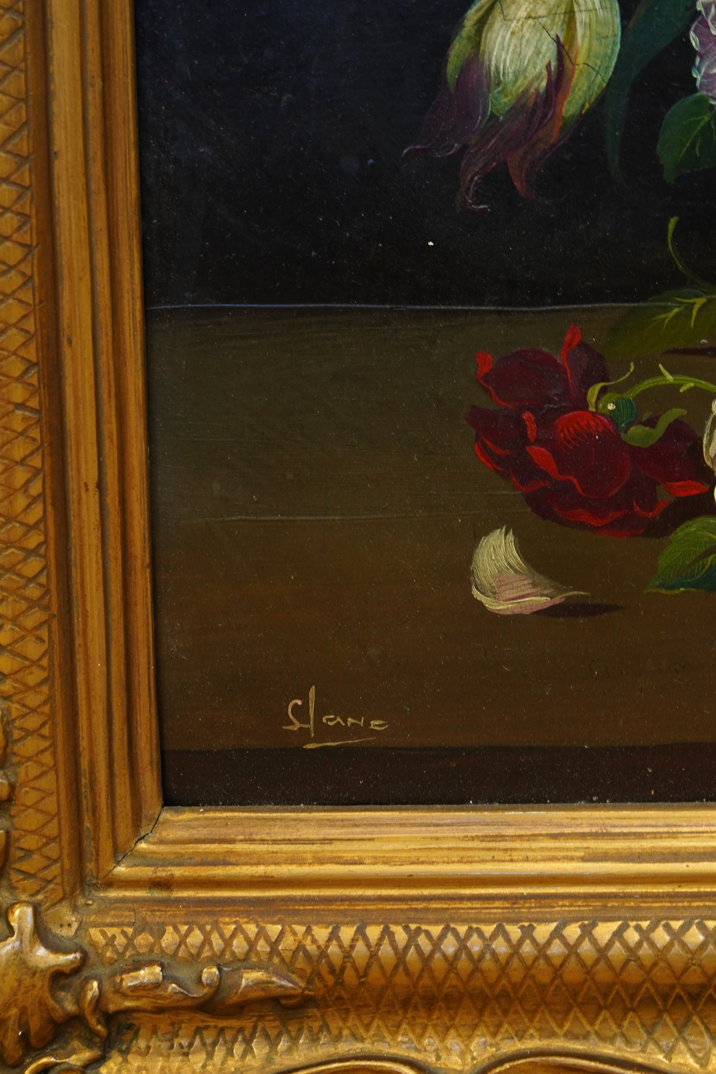 Signed Floral Still Life Oil Painting, Dutch Manner, Mid-20th Century